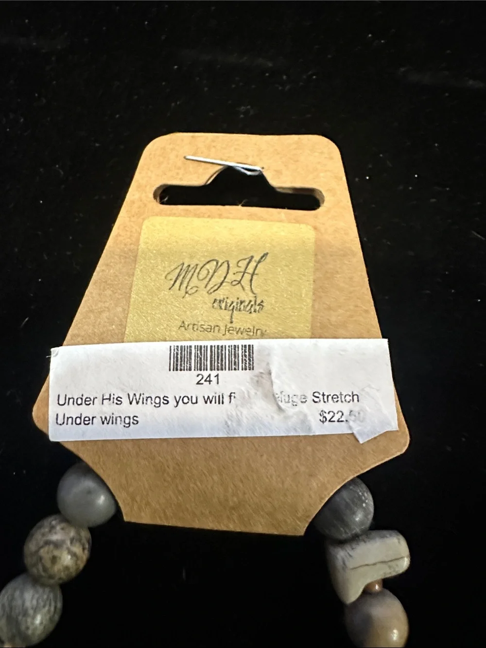 'Under His Wings' Gray Bead Charm Bracelet